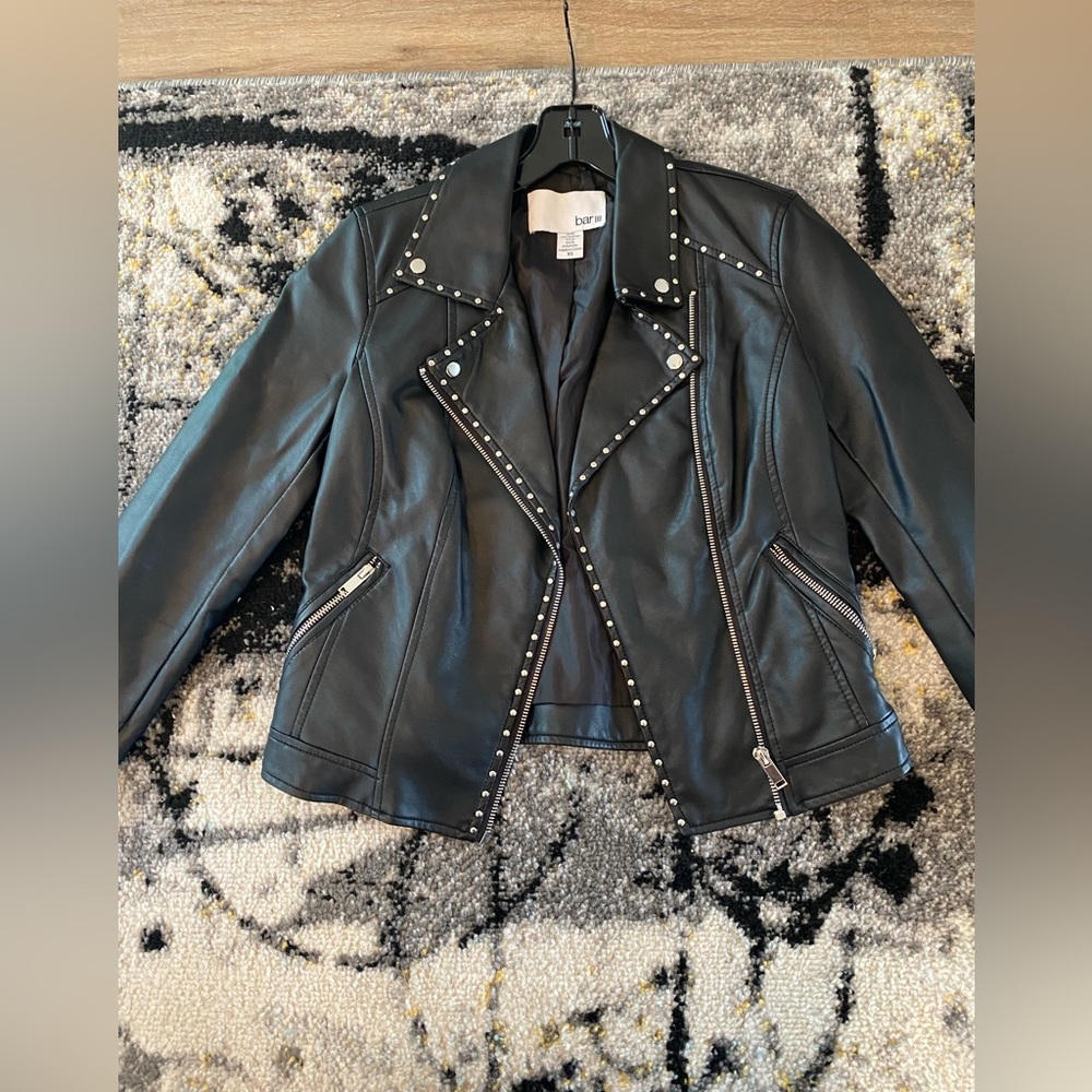 Bar III Faux Leather Biker Jacket